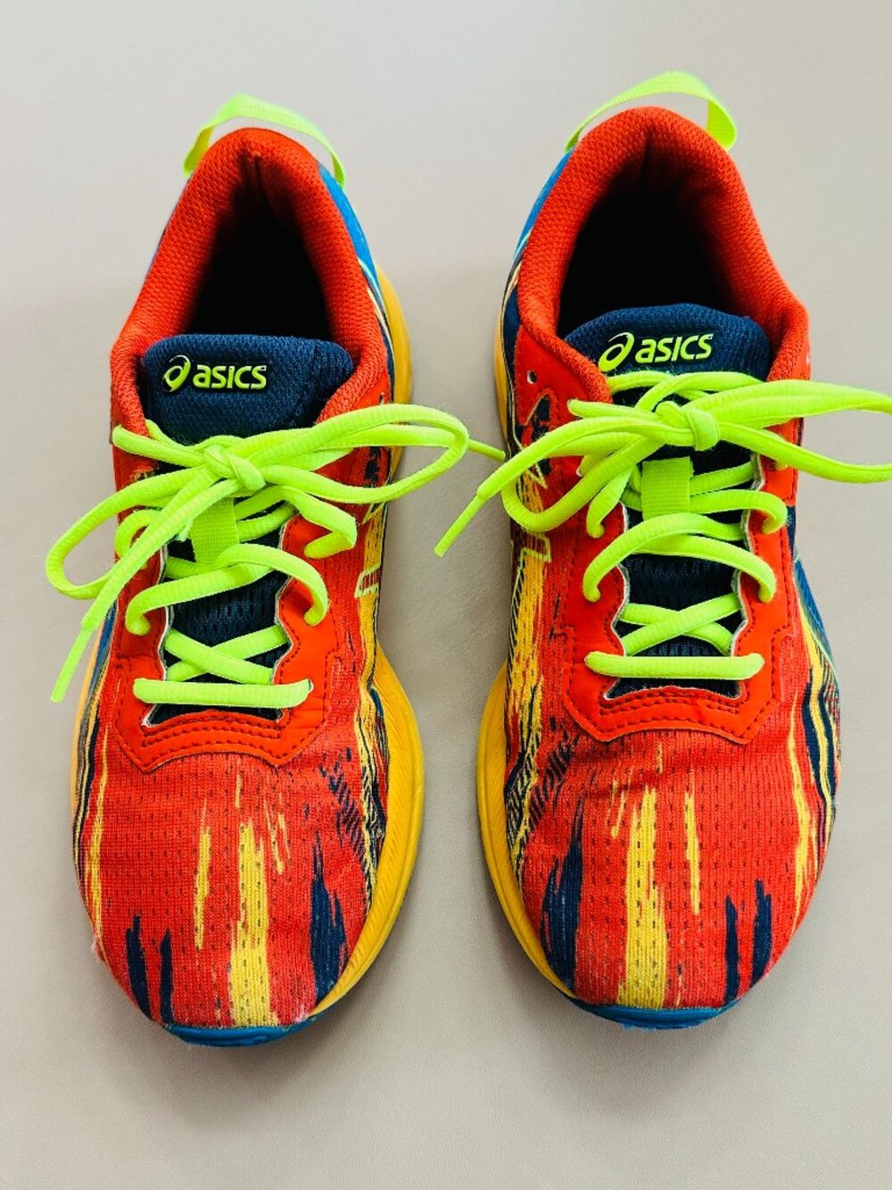 B-ASICS, Youth 6 / Women's 7.5, Gel-Noosa Tri 13, Orange/Yellow/Blue